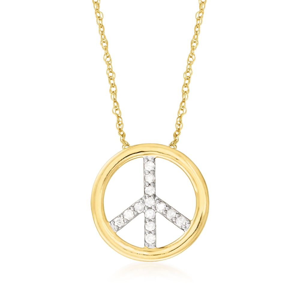White gold 2025 peace sign necklace