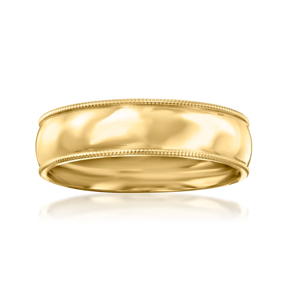Men s 6mm 14kt Yellow Gold Milgrain Wedding Band Ross Simons
