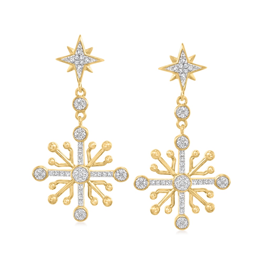 25 ct. t.w. Diamond Snowflake Drop Earrings in 18kt Gold Over