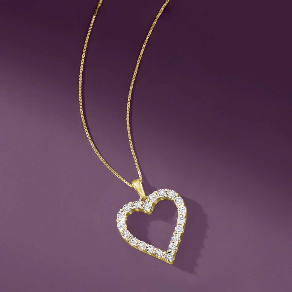 30 ct. t.w. Diamond Heart Pendant Necklace in 18kt Gold Over