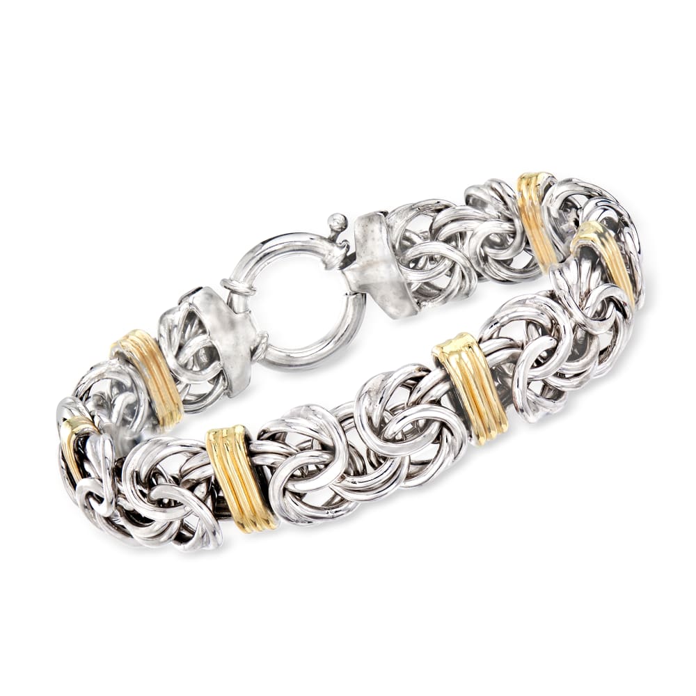 Stainless Steel Engravable Byzantine Bracelet Silver