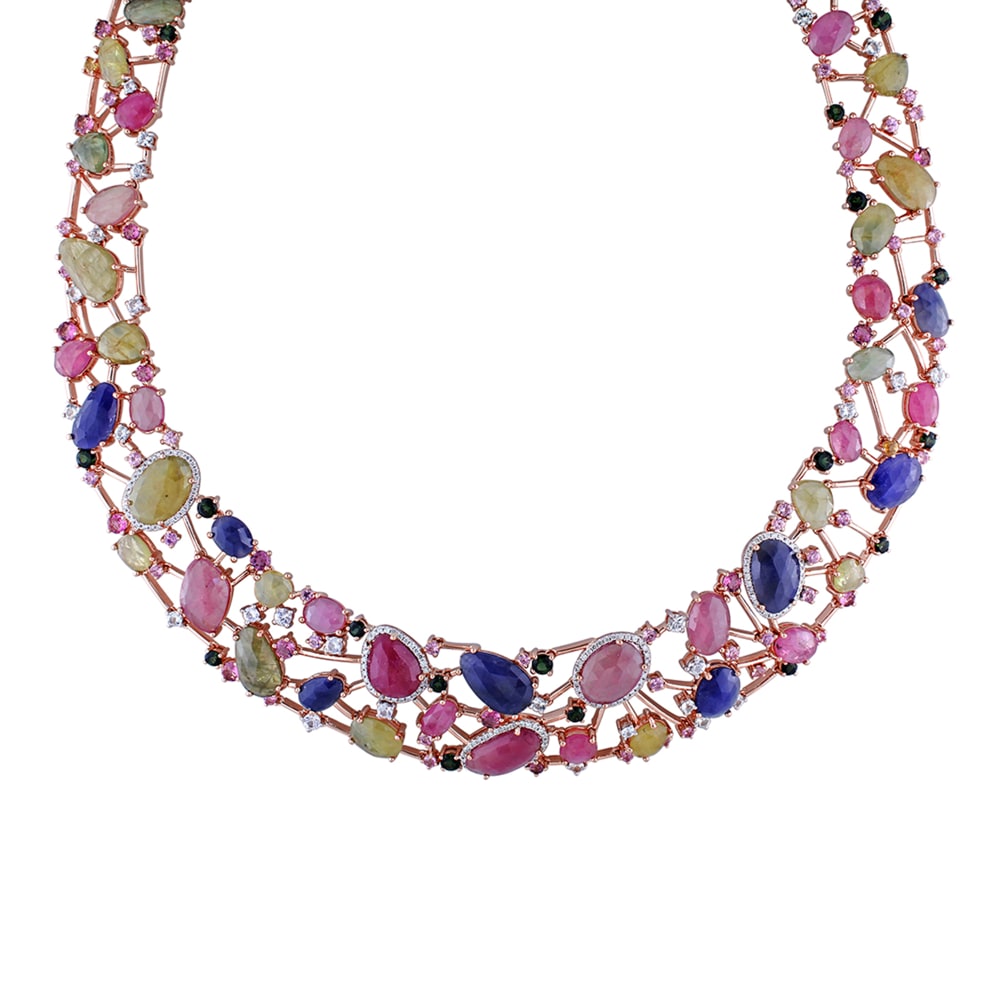 94.50 ct. t.w. Multi-Gemstone Necklace with 1.05 ct. t.w. Diamonds