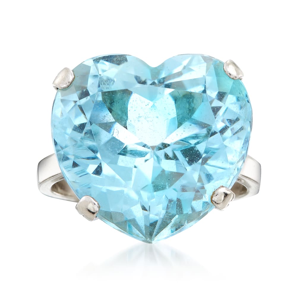 C. 1960 Vintage 14.80 Carat Aquamarine Heart Ring in 14kt White