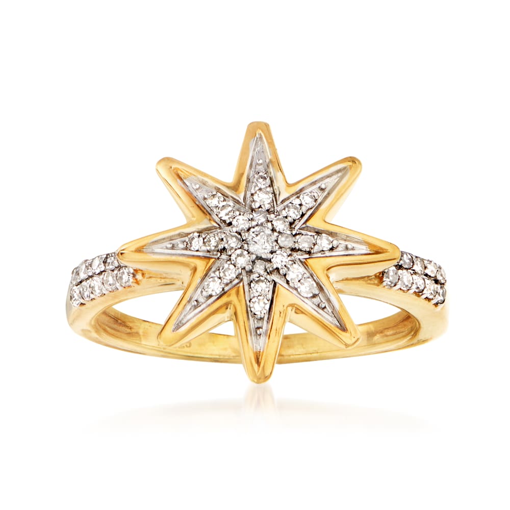 .20 ct. t.w. Diamond Star Ring in 18kt Gold Over Sterling | Ross-Simons