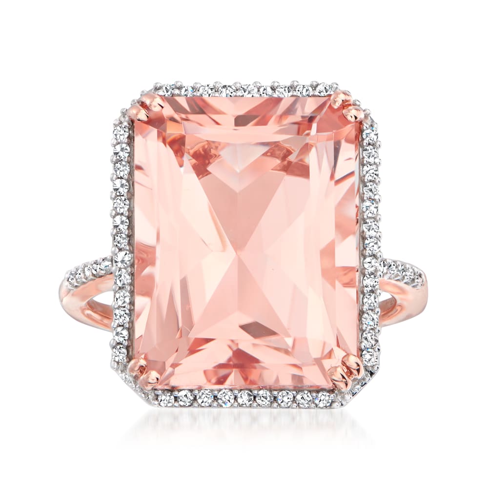 12.00 Carat Morganite and .21 ct. t.w. Diamond Ring in 14kt Rose