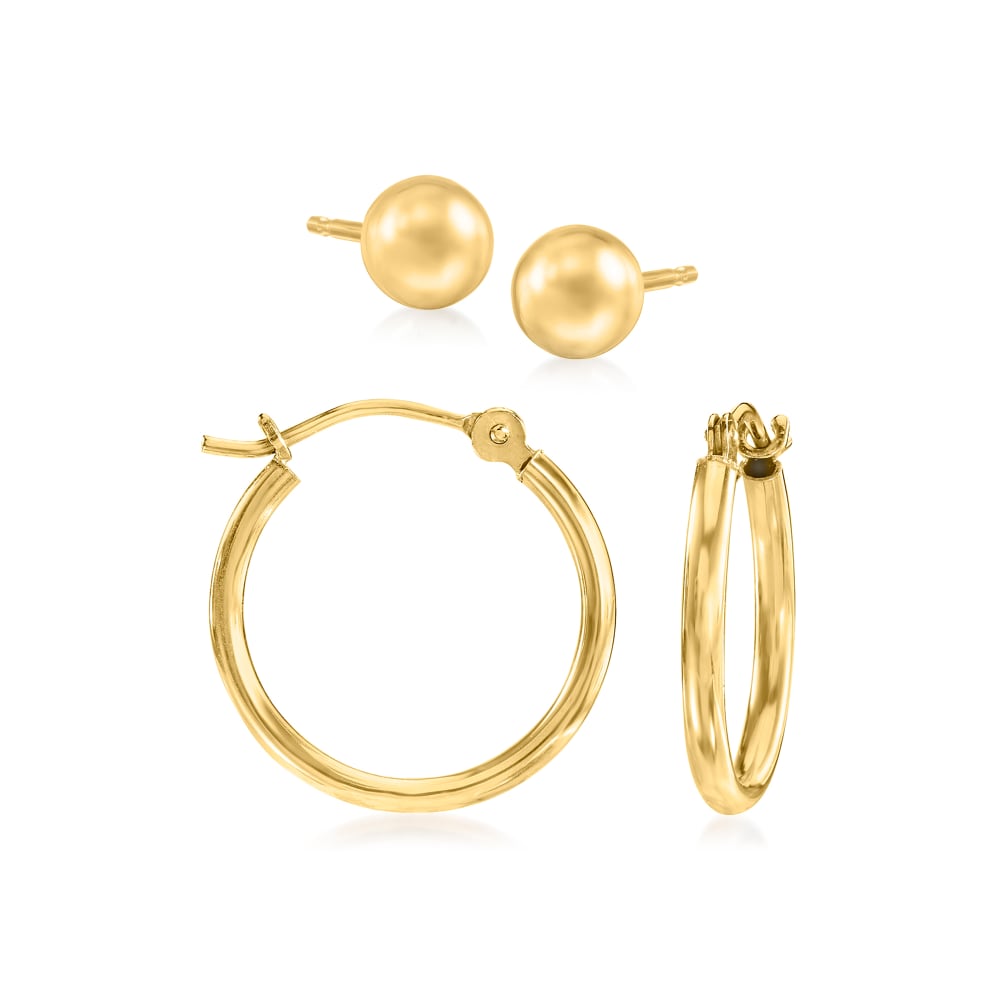 14kt Yellow Gold Jewelry Set Stud and Hoop Earrings Ross Simons