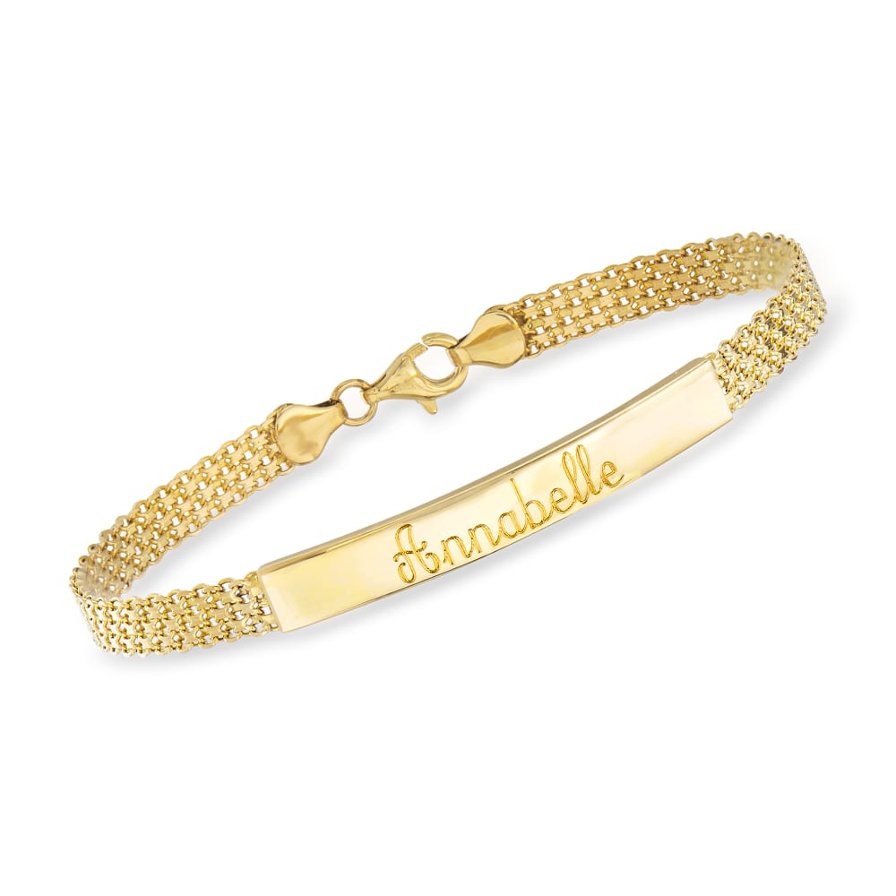 Engravable Rose Gold Baby Name Bar Bracelet | Eve's Addiction
