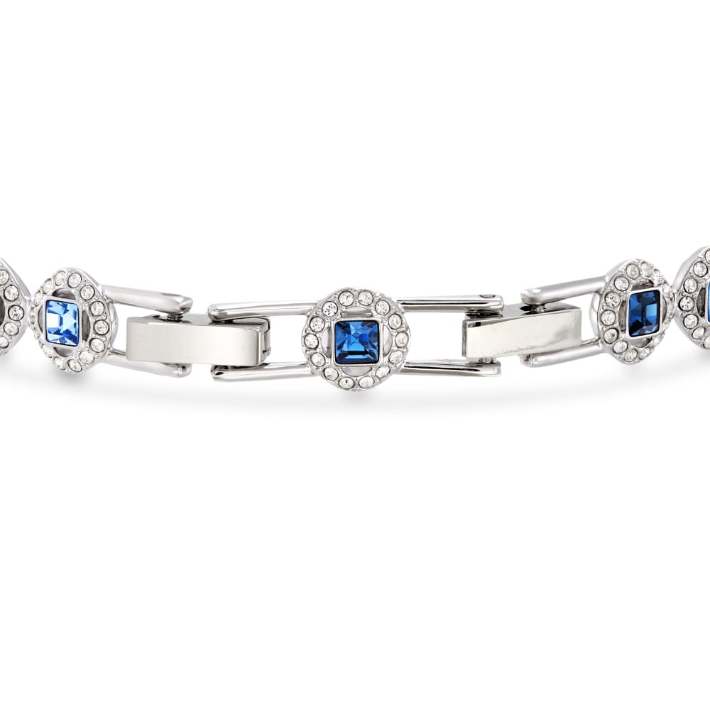 Swarovski Crystal Angelic Blue and Clear Square Crystal Bracelet in  Silvertone