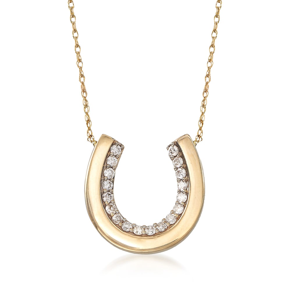 Diamond horseshoe necklace yellow gold outlet