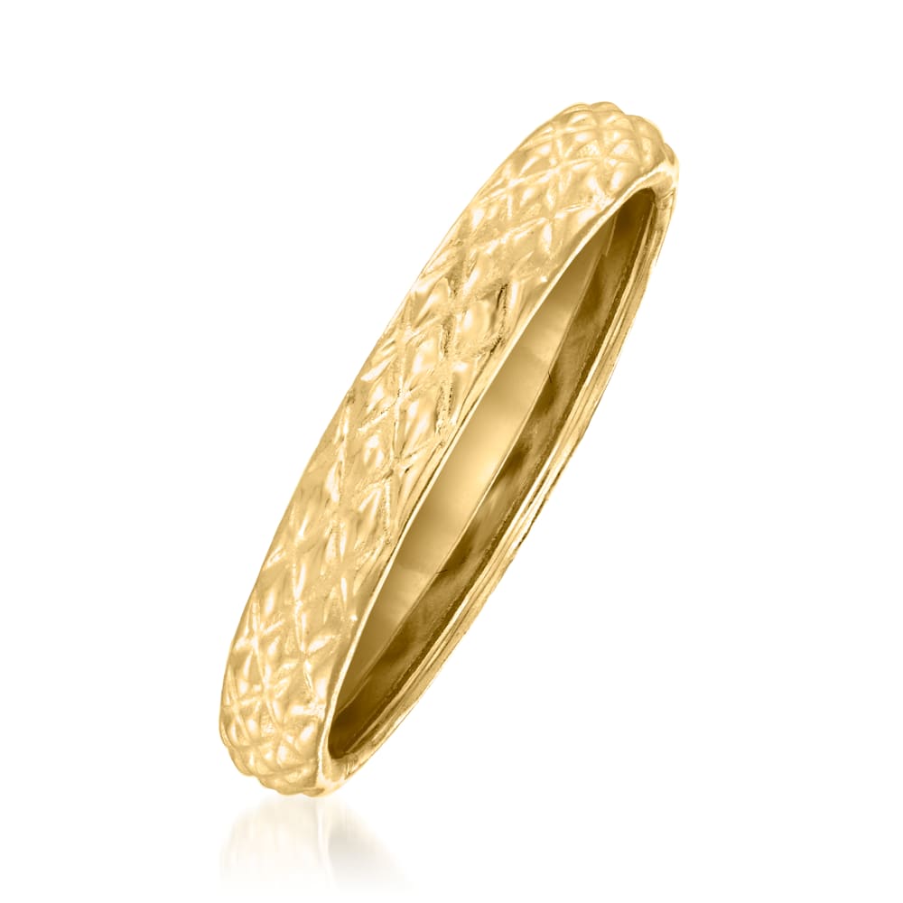 18kt Yellow Gold Quilted Textured Ring | Ross-Simons