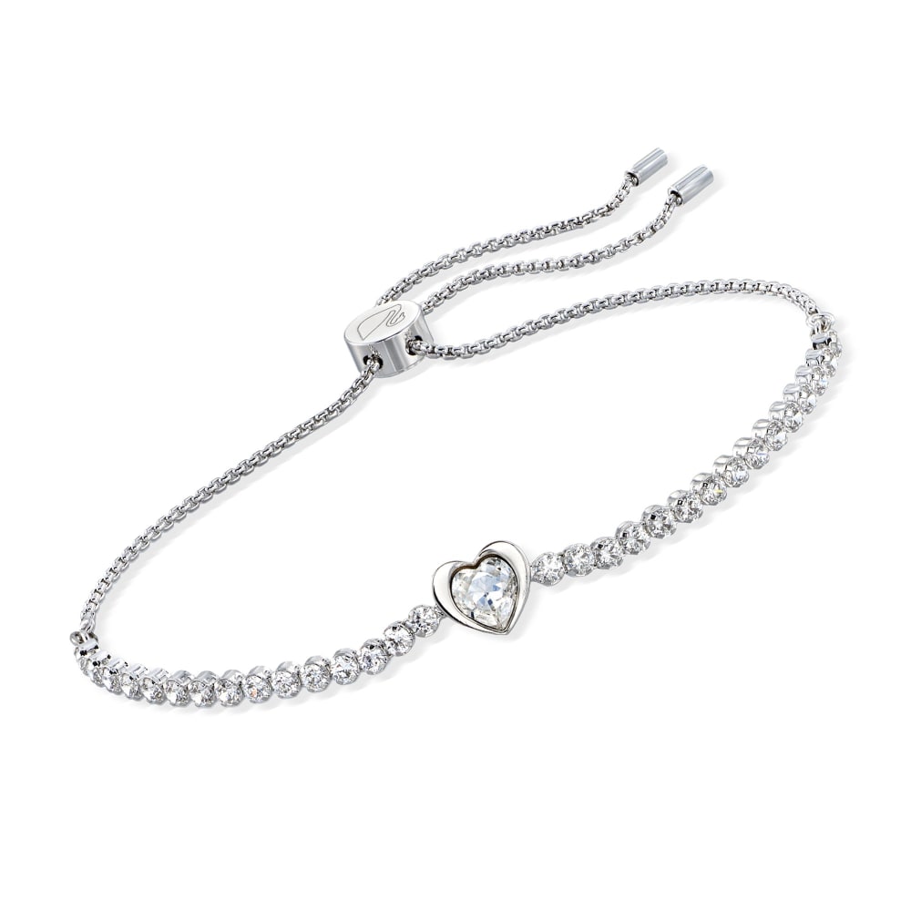 Swarovski Crystal Subtle Heart Adjustable Crystal Bolo Bracelet in