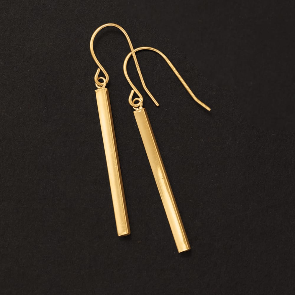 Gold linear on sale drop earrings