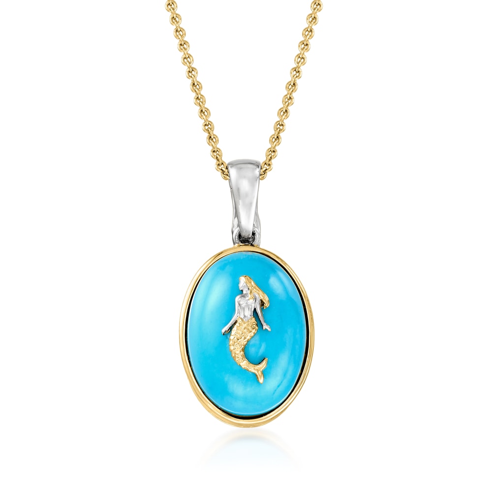 Turquoise Mermaid Pendant Necklace in 18kt Gold Over Sterling | Ross-Simons