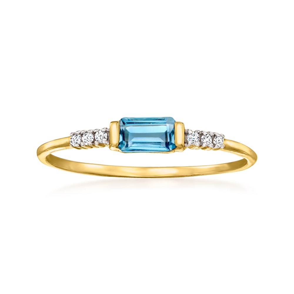 Blue topaz and diamond ring yellow gold best sale