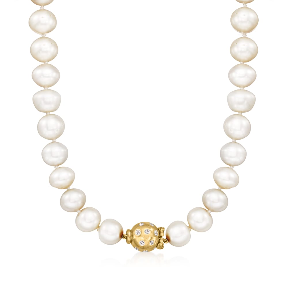 10 - 12mm South Sea Pearl Necklace on 14ct Yellow Gold Diamond Clasp –  BURLINGTON