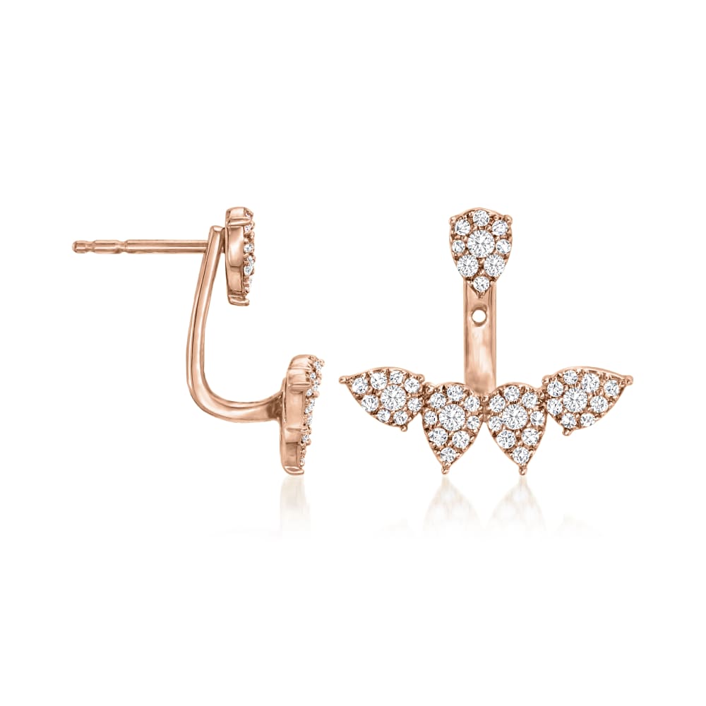 1.35 ct. t.w. Diamond Cluster Front Back Earrings in 18kt Rose