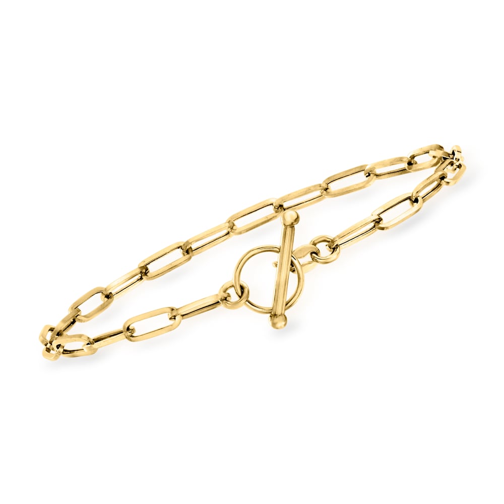 Italian 14kt Yellow Gold Paper Clip Link Toggle Bracelet | Ross-Simons