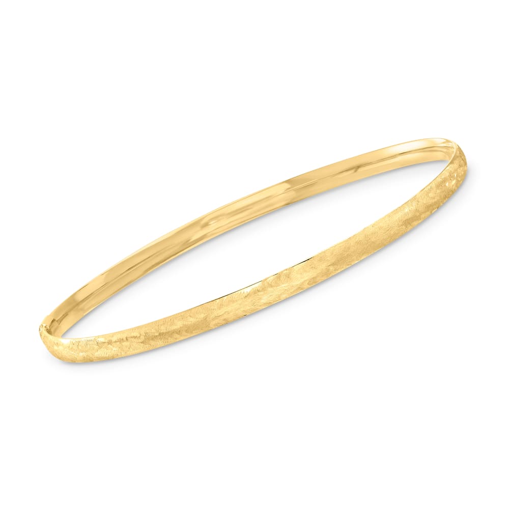 Ross-Simons Italian 14kt Yellow Gold Brushed Bangle Bracelet-