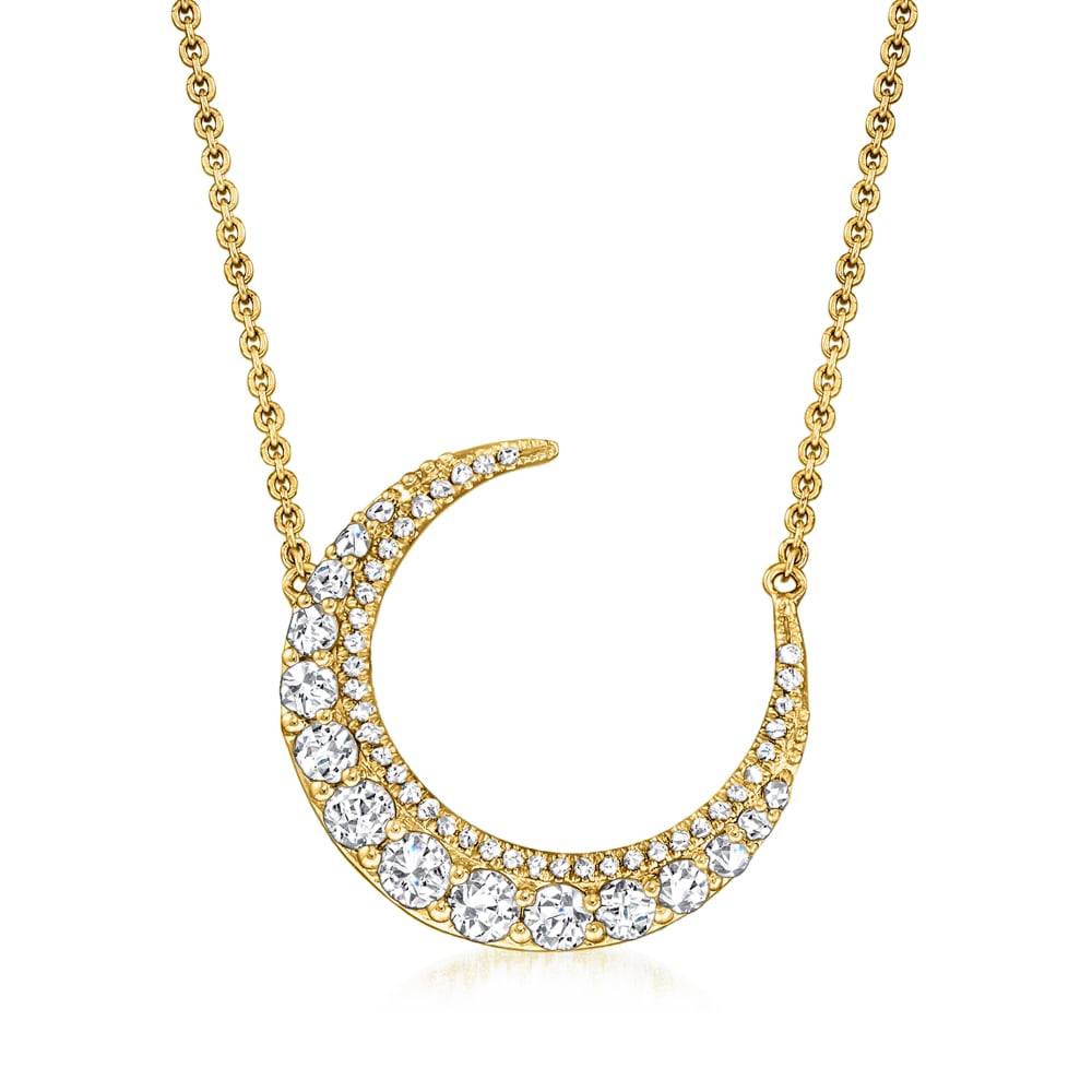 14k Gold & Diamond Moon and Star Necklace | Uncommon Goods
