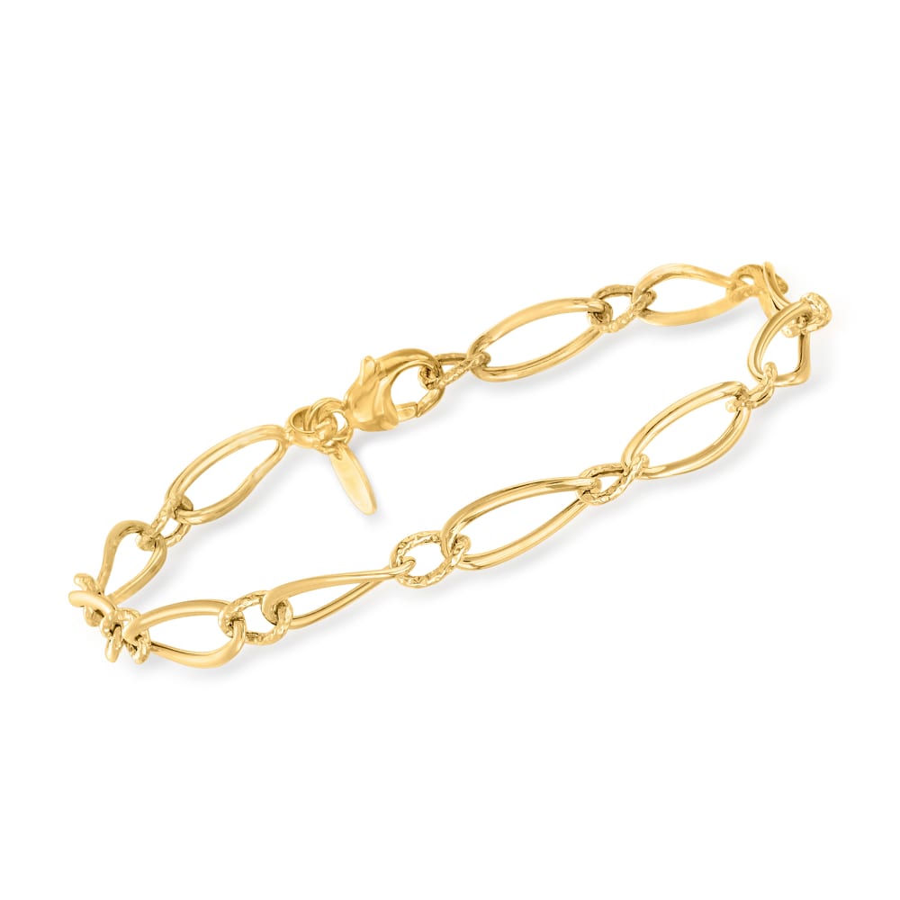 Ross-Simons - Italian 18kt Gold Over Paper Clip Link Toggle Bracelet. 7.25