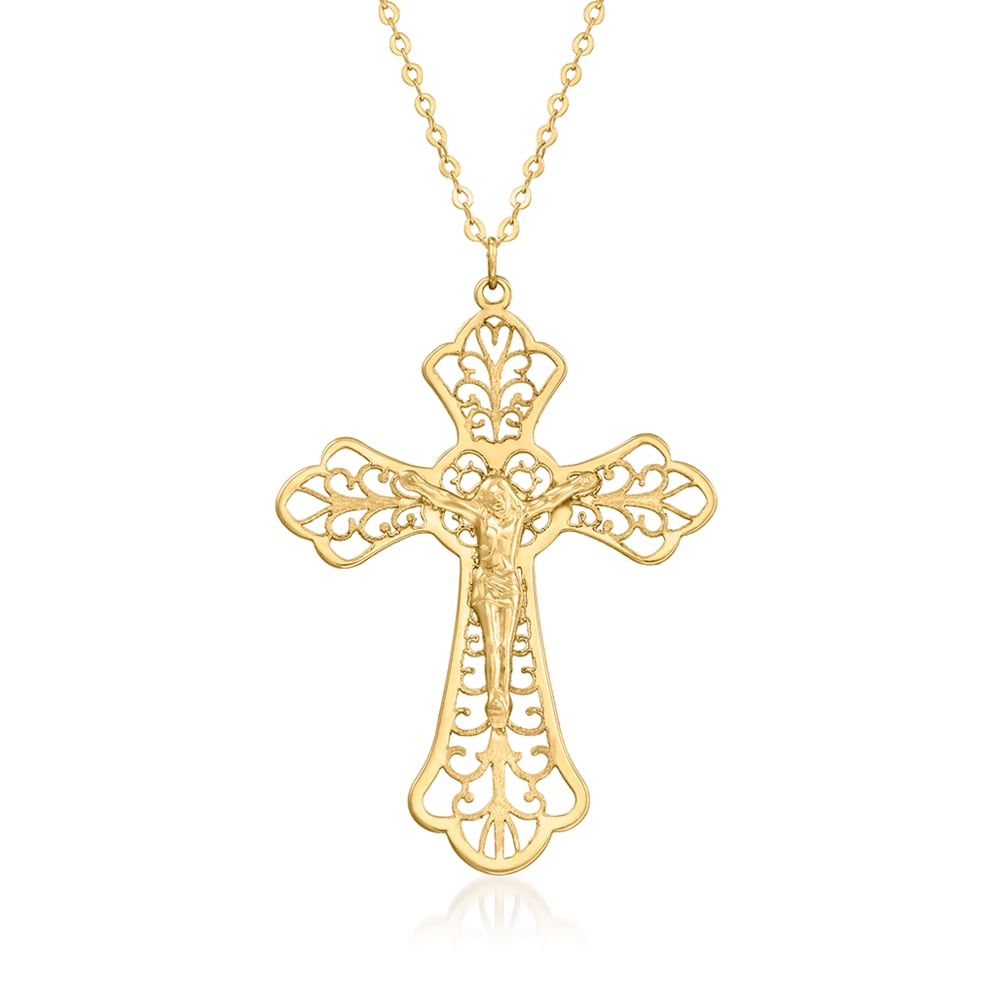 Amazon.com: SISGEM Solid Real 14K Gold Cross Necklace, Delicate Gold  Italian Cross Pendant Necklace Religious Faith Jewelry for Women, Girls, 18  inch : Clothing, Shoes & Jewelry
