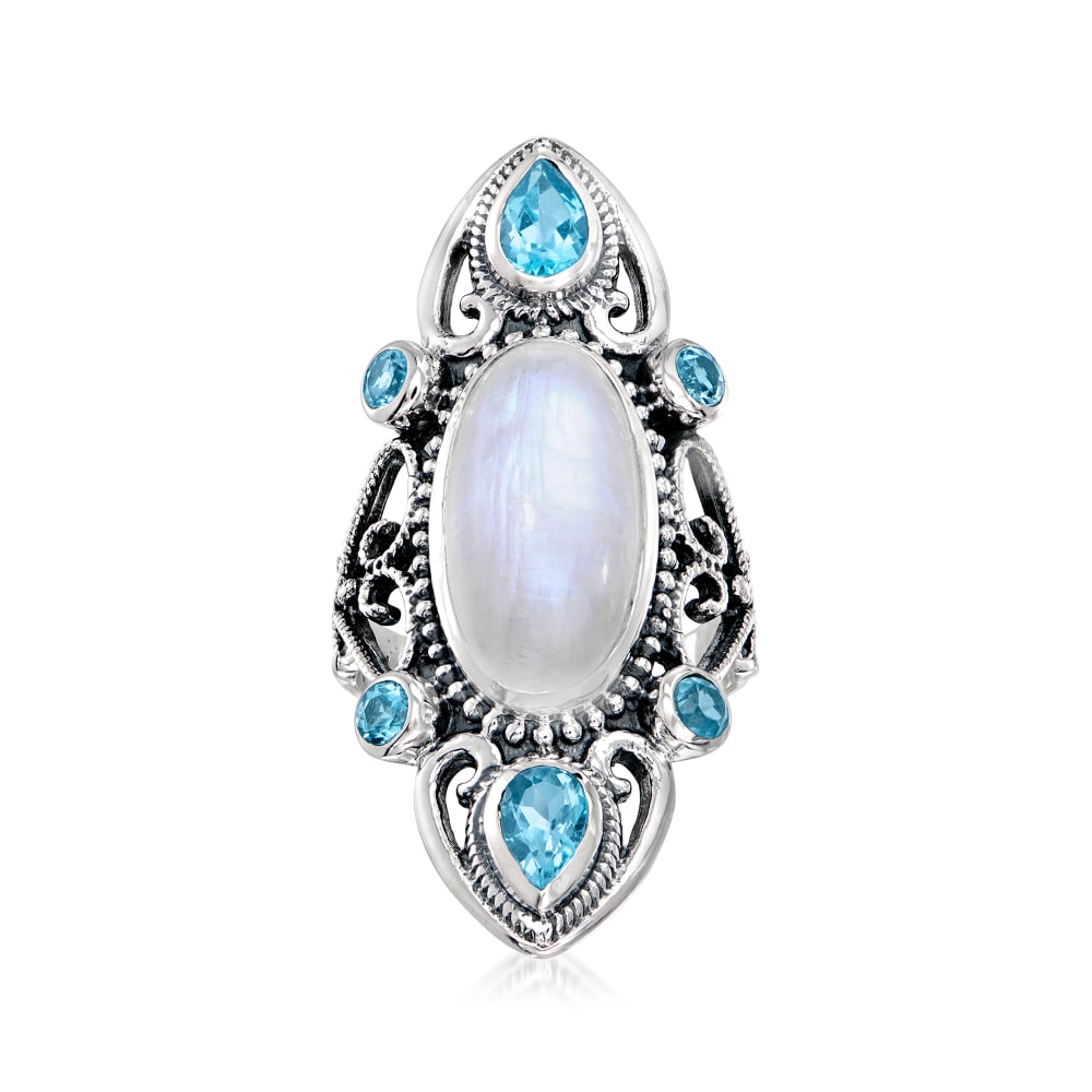 Moonstone and blue sales topaz ring