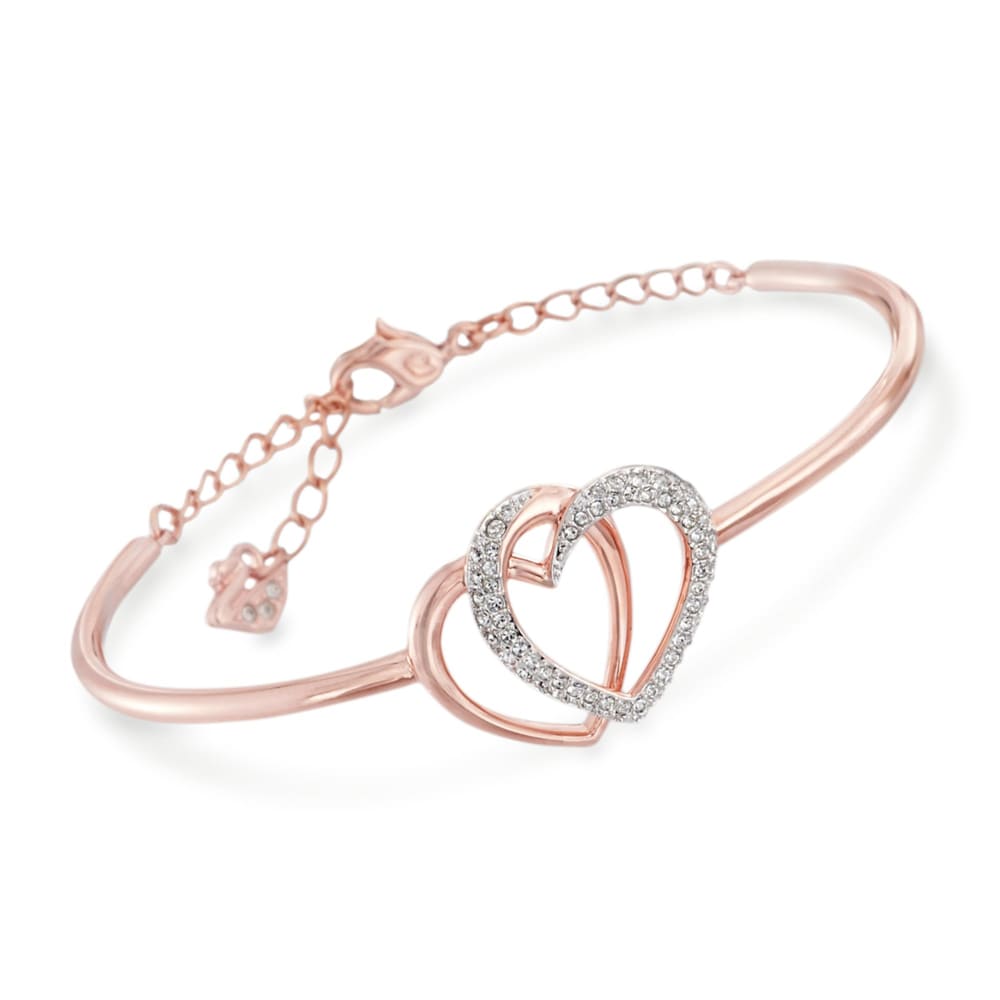 Buy Simulated Mystic White Crystal Multi-Row Bangle Bracelet in Rosetone  (7.00 In) at ShopLC.