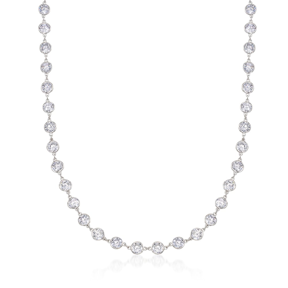 20.00 ct. t.w. CZ Station Necklace in Sterling Silver | Ross-Simons