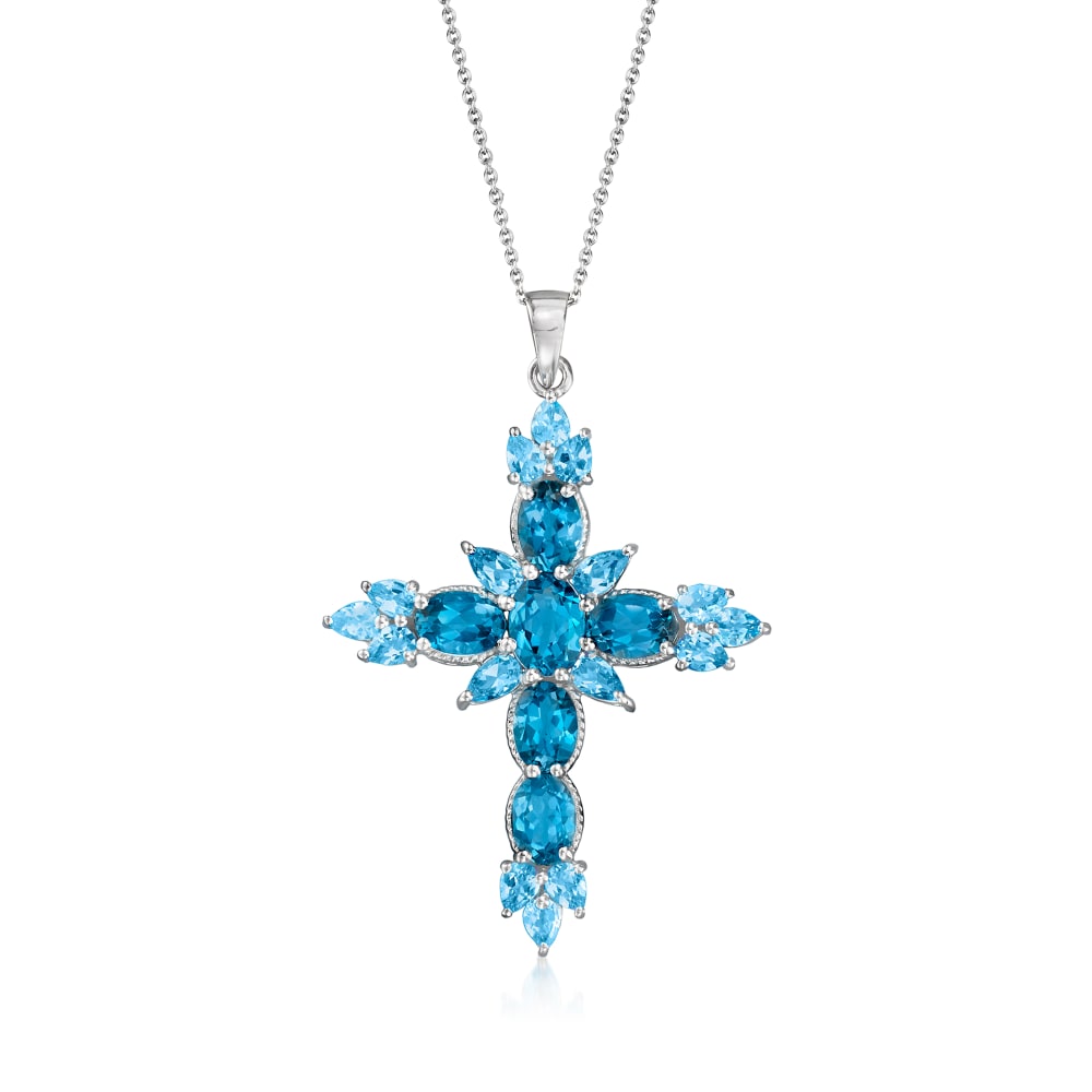 Blue topaz cross pendant best sale