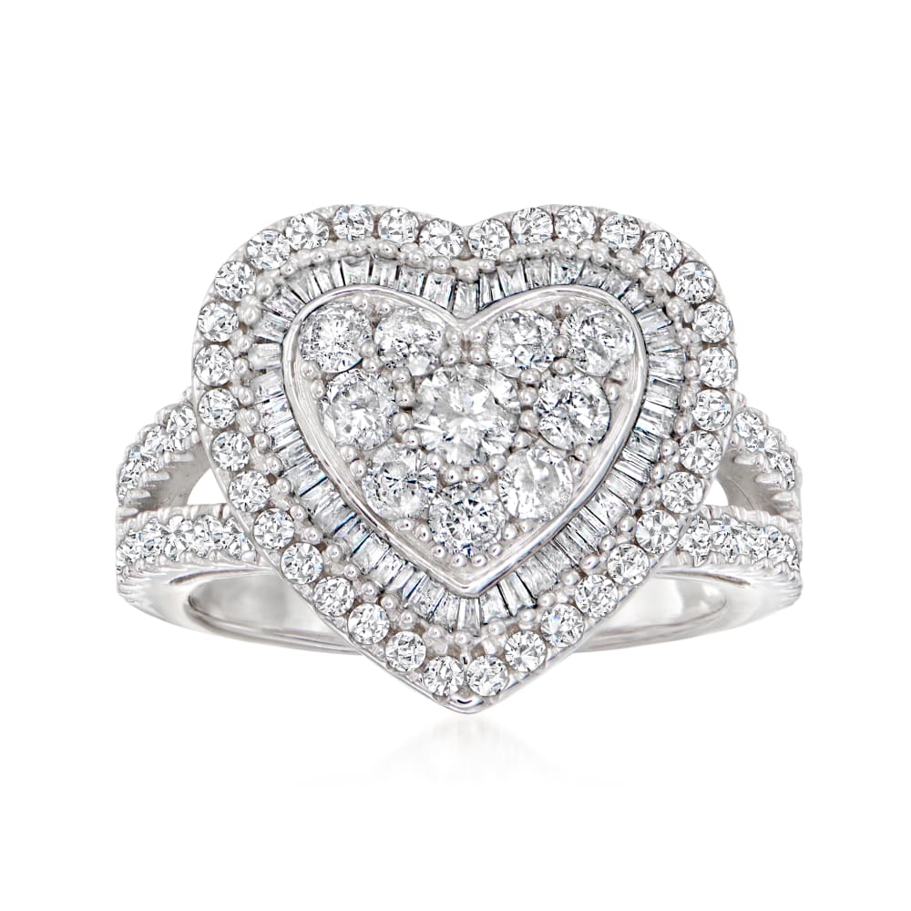 1.75 ct. t.w. Diamond Heart Cluster Ring in Sterling Silver Ross