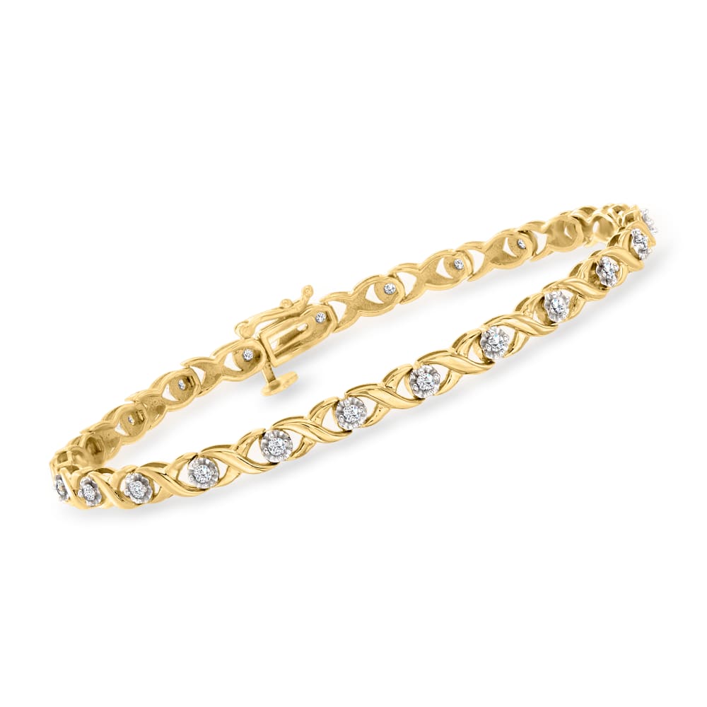 50 ct. t.w. Diamond XO Bracelet in Two Tone Sterling Silver Ross