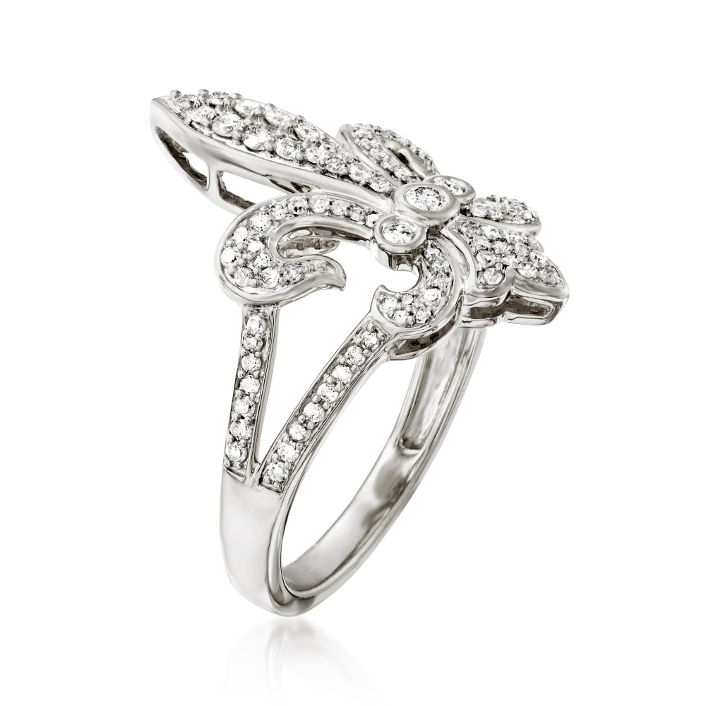 .50 ct. t.w. Diamond Fleur-De-Lis Ring in Sterling Silver | Ross-Simons