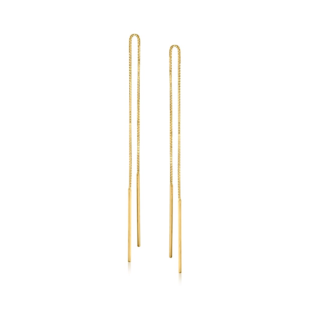 14kt Yellow Gold Linear Bar Drop Threader Earrings | Ross-Simons