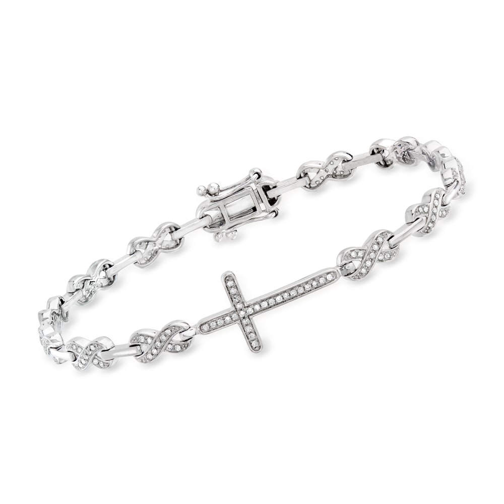 50 ct. t.w. Diamond Cross and Infinity Symbol Link Bracelet in