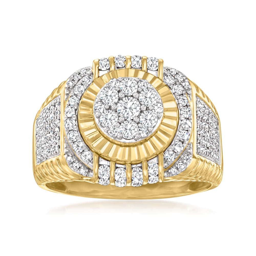 Men's 1.00 ct. t.w. Diamond Circle Ring in 14kt Yellow Gold | Ross-Simons