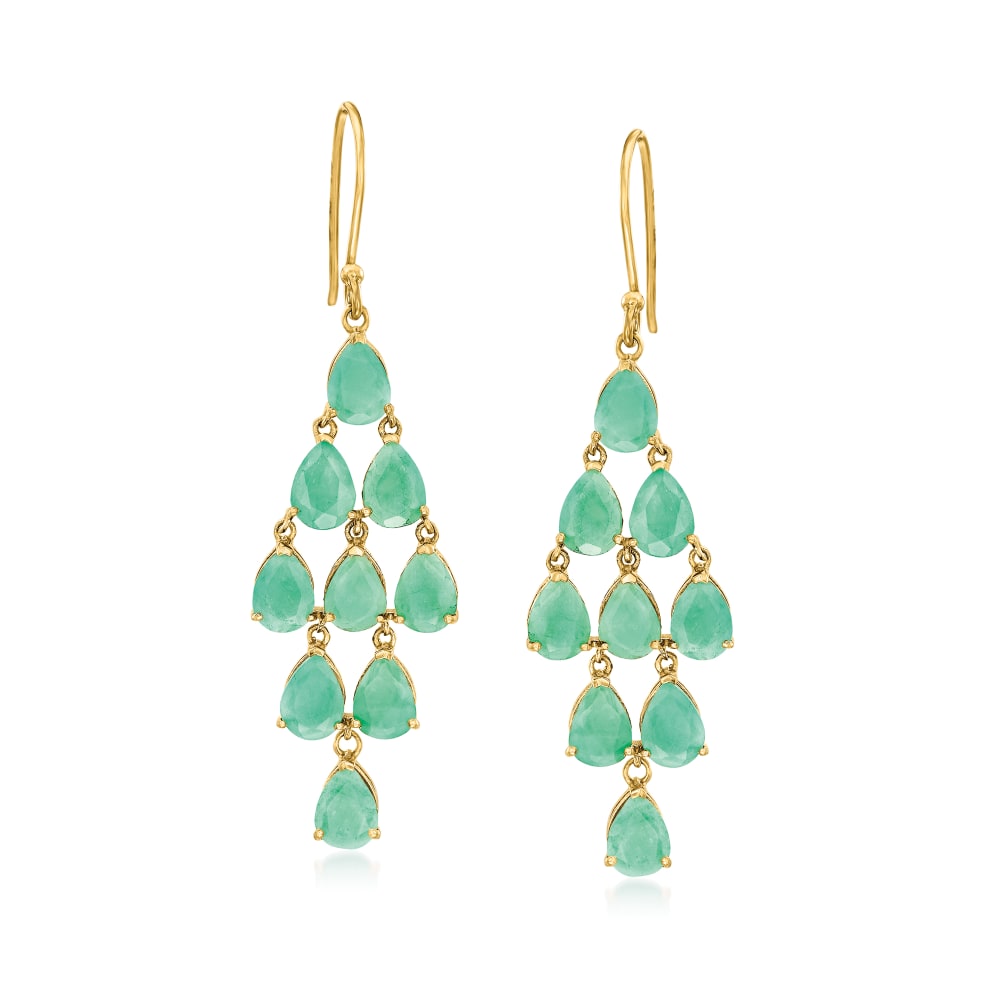 11.00 ct. t.w. Emerald Chandelier Earrings in 18kt Gold Over