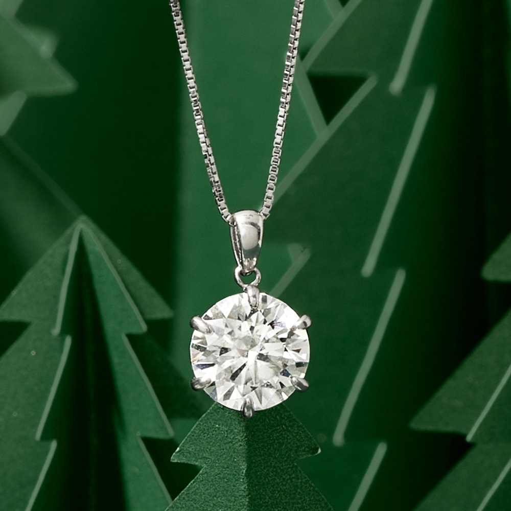 3.00 Carat Moissanite Solitaire Necklace in Sterling Silver | Ross