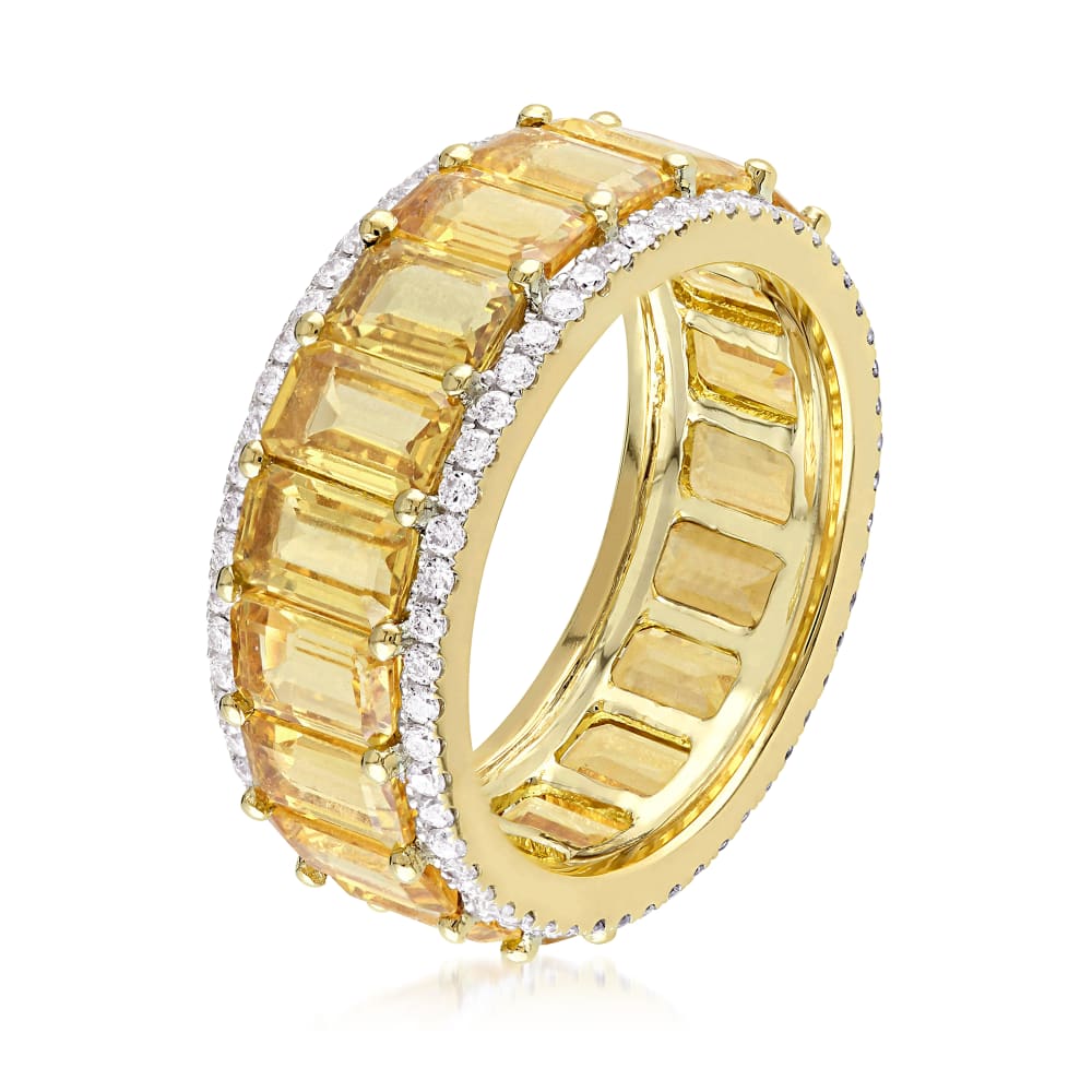 10.00 ct. t.w. Yellow Sapphire and .64 ct. t.w. Diamond Eternity Band ...