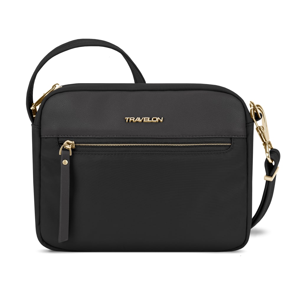 simple black purse with adjustable strap and tassel... - Depop
