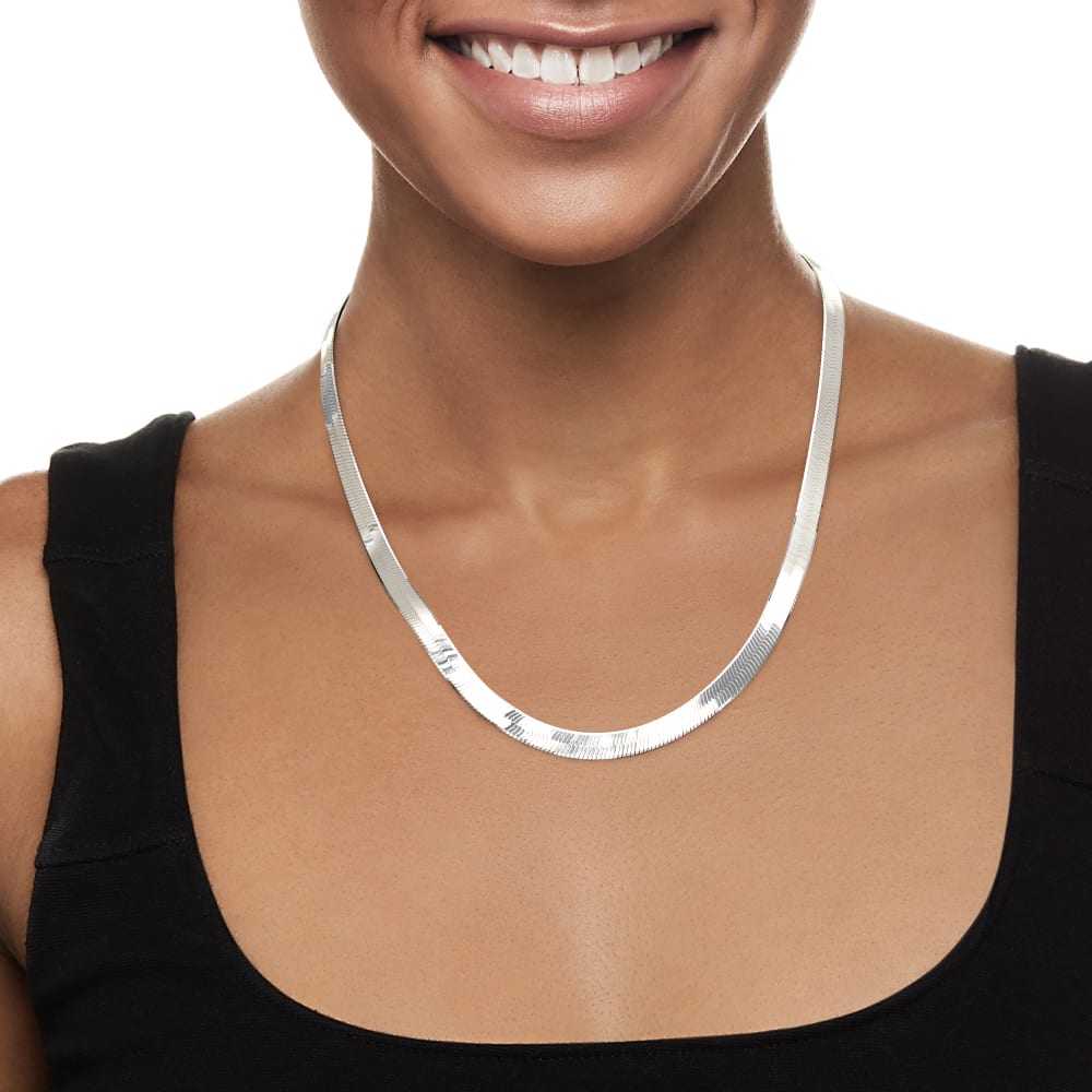 Silver Herringbone Choker Necklace | Classy Women Collection