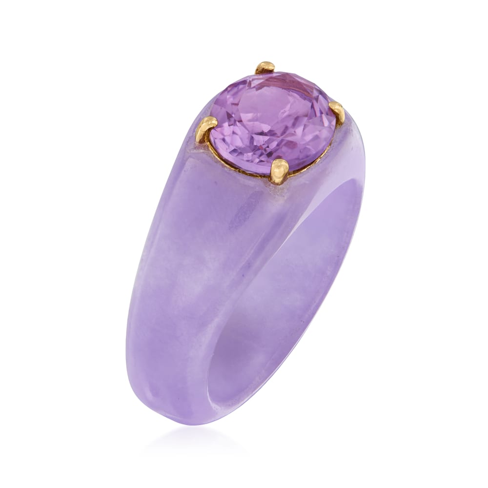 Lavender Jade and 3.00 Carat Amethyst Ring with 14kt Yellow Gold | Ross -Simons