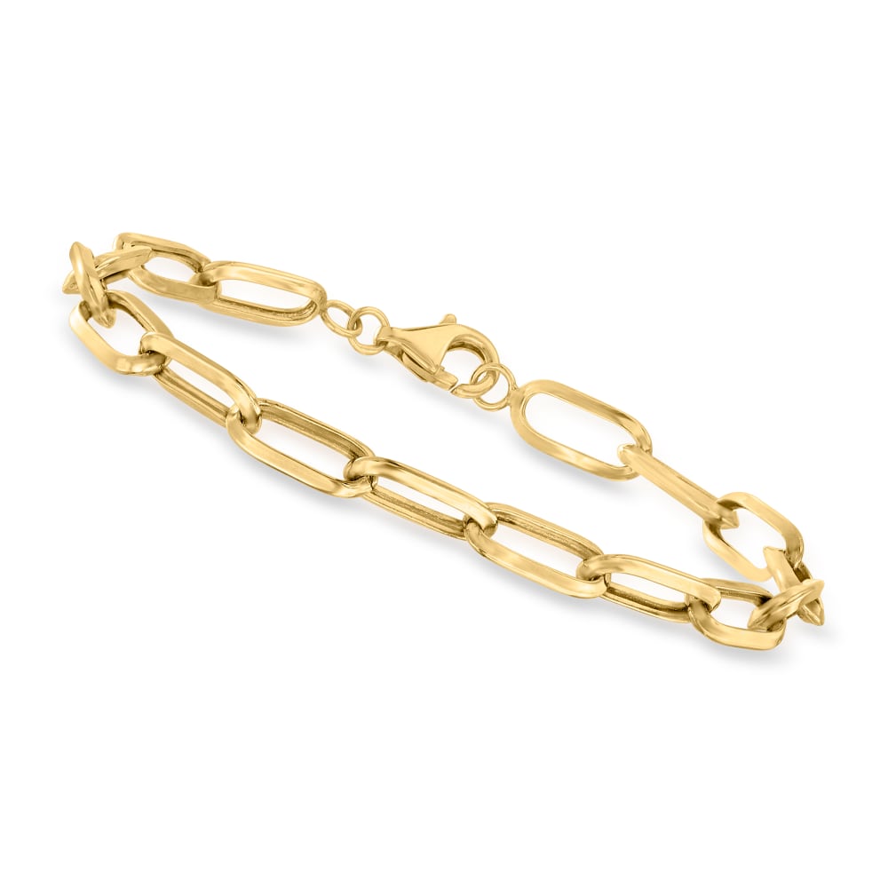 10kt Yellow Gold Paper Clip Link Bracelet Ross Simons