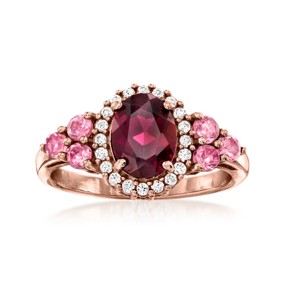 1.30 Carat Rhodolite Garnet and .10 ct. t.w. Pink Tourmaline Ring