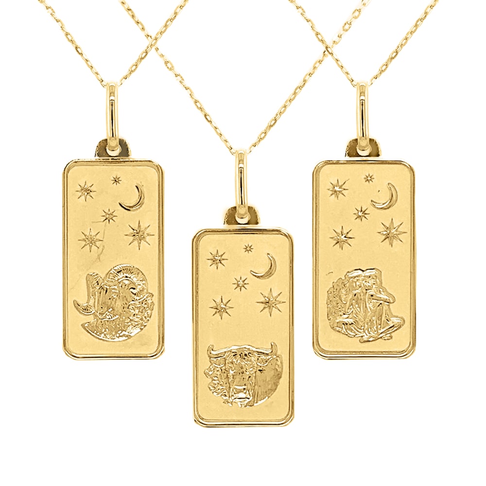 Gelin 14K Solid Gold Zodiac Necklace (Pisces, Libre, Aries, Virgo, Cancer,  Capricorn, Taurus, Aquarius, Leo, Gemini, Sagittarius, Scorpio) – Gelin  Diamond