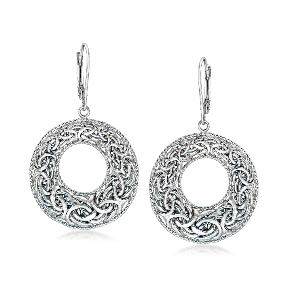 Sterling Silver Byzantine Circle Drop Earrings Ross Simons