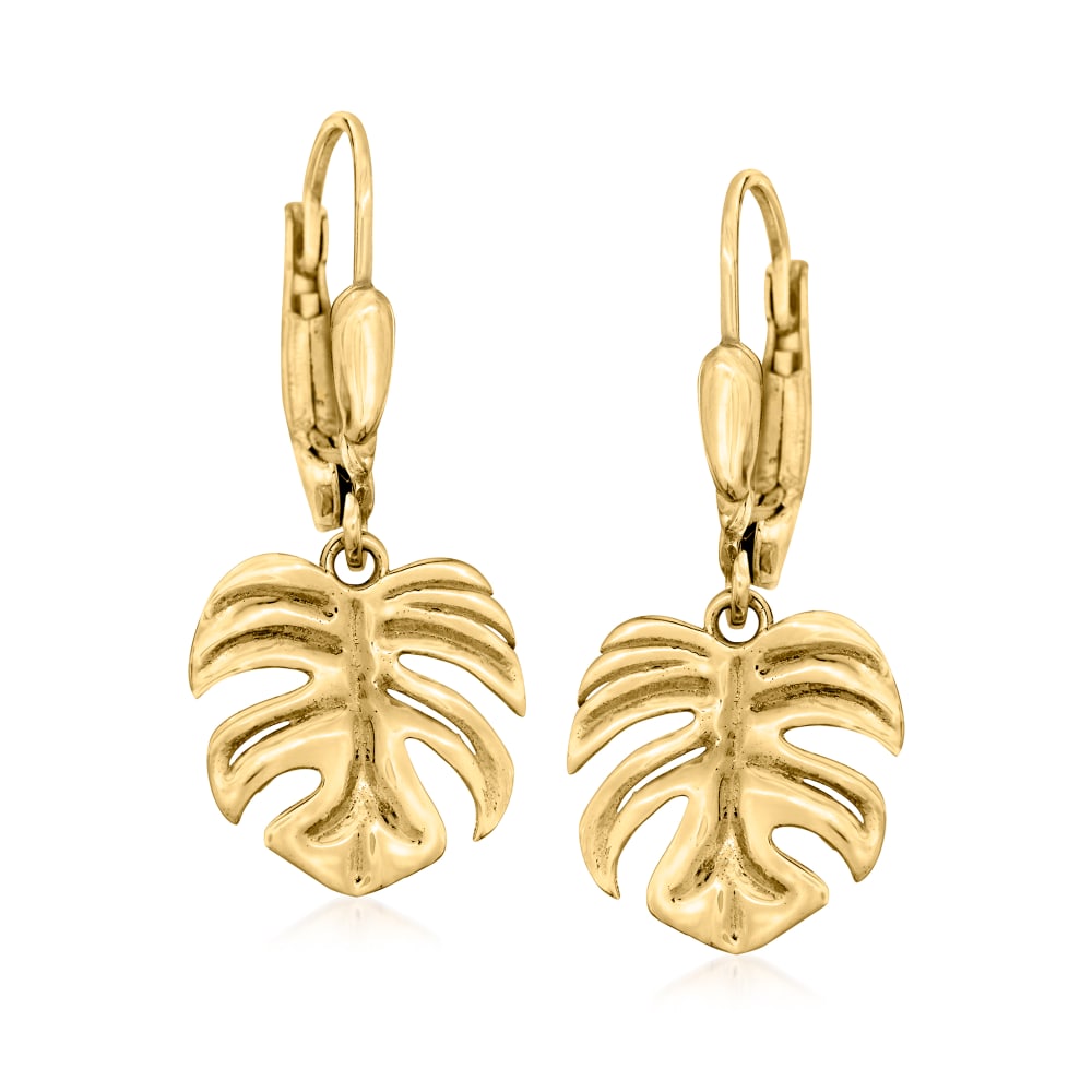 Gold monstera earrings outlet