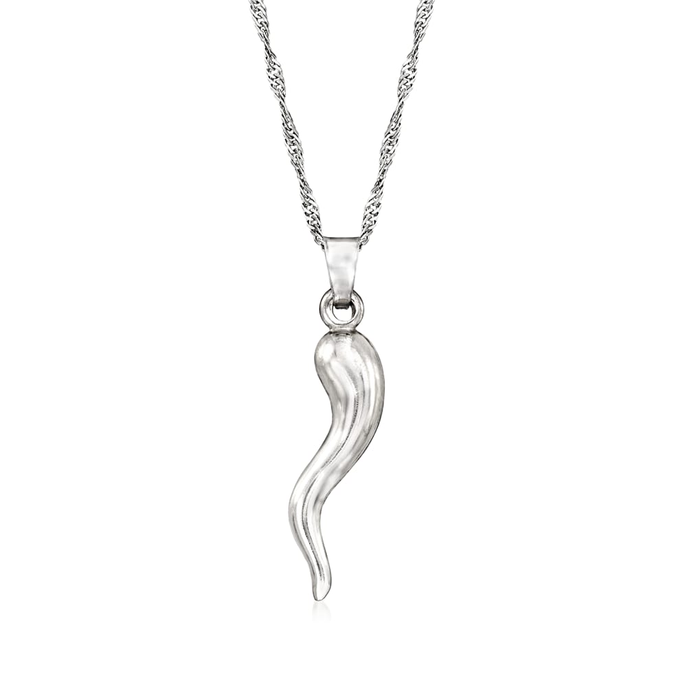 Diamond Line Italian Horn Cornicello Necklace – Olive & Chain