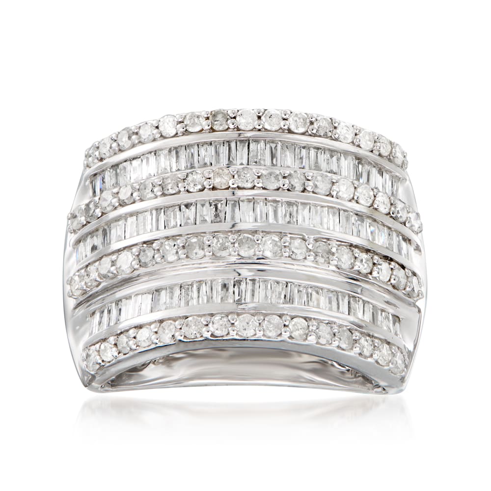 1.50 ct. t.w. Round and Baguette Diamond Multi-Row Ring in