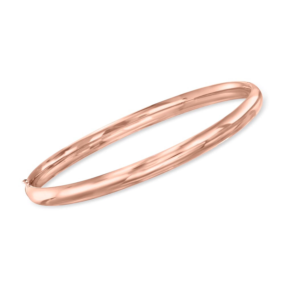 5mm 14kt Rose Gold Polished Bangle Bracelet. 7