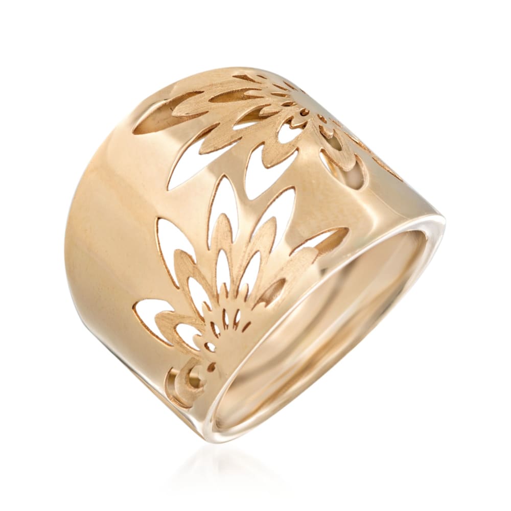 Italian 14kt Yellow Gold Openwork Floral Ring | Ross-Simons